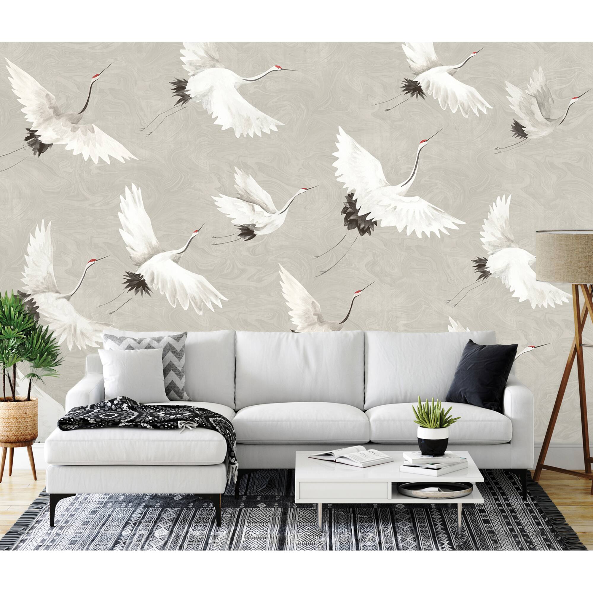 Katie Hunt Dove Gray Crane You Later Wall Mural